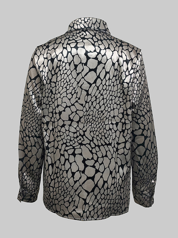 Natalia - Blusa efecto satén con estampado artístico