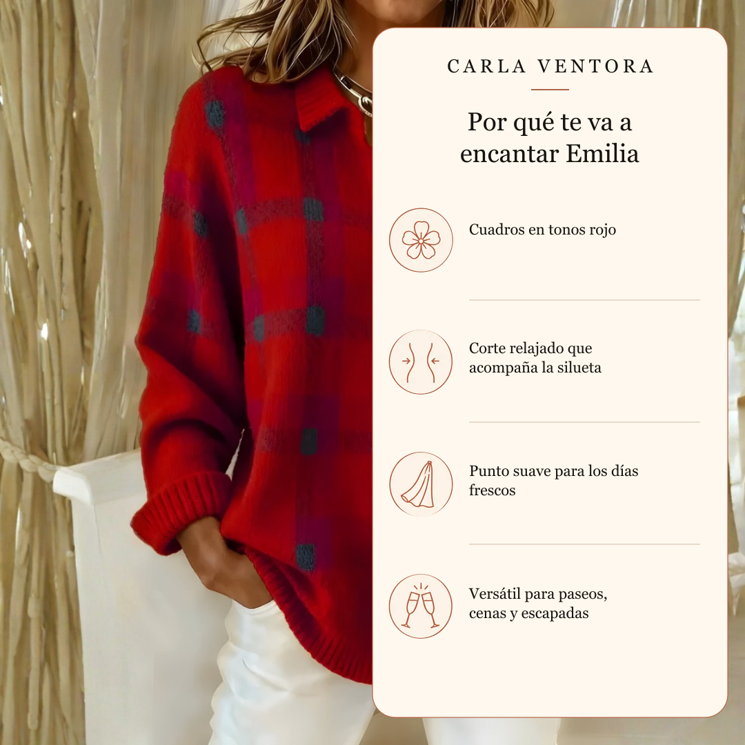 Emilia | Cárdigan de punto a cuadros rojo: por qué te va a encantar
