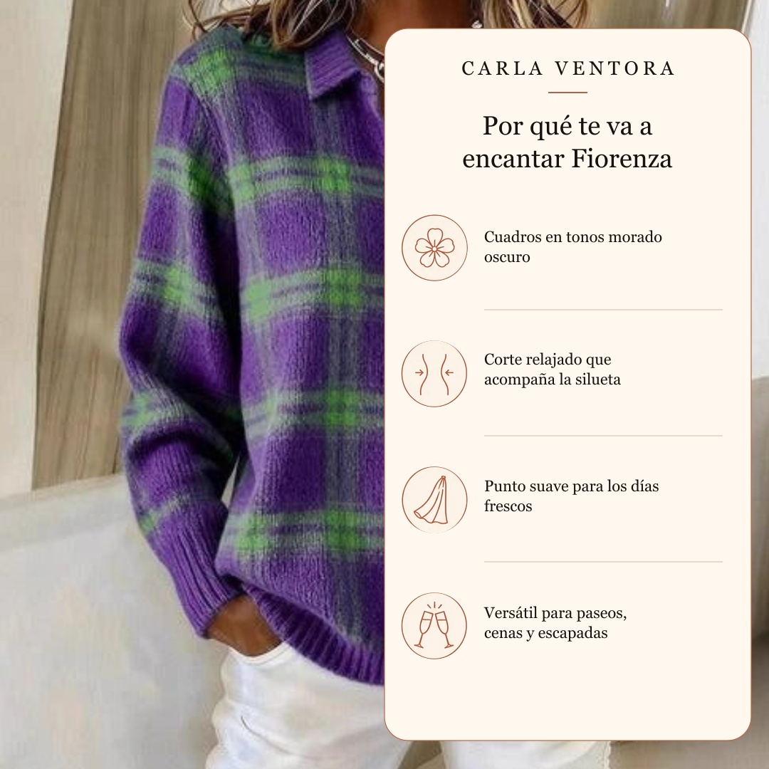 Fiorenza | Cárdigan de punto a cuadros morado oscuro: por qué te va a encantar