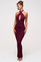 Malena - Vestido largo de punto con escote halter