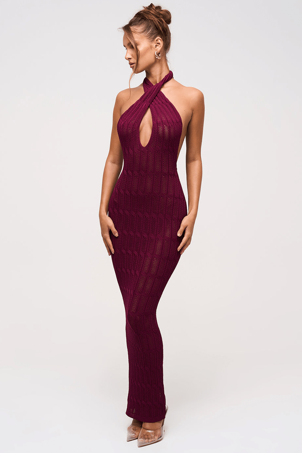 Malena - Vestido largo de punto con escote halter