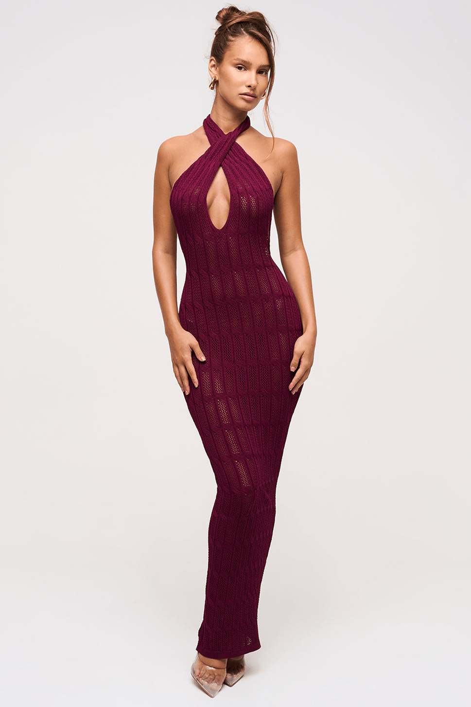 Malena - Vestido largo de punto con escote halter