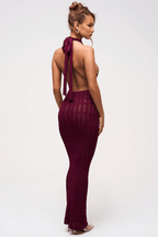 Malena - Vestido largo de punto con escote halter