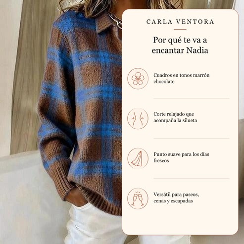 Nadia | Cárdigan de punto a cuadros marrón chocolate: por qué te va a encantar