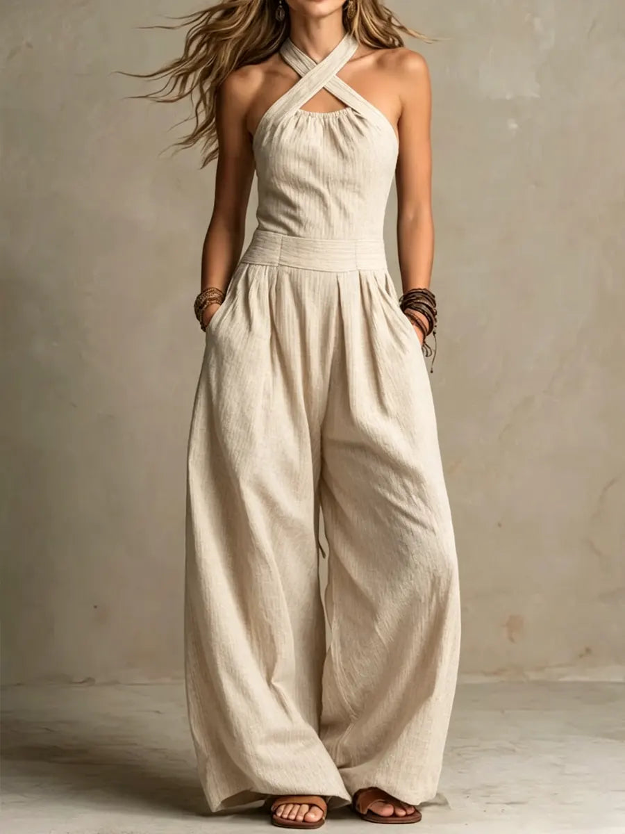 Adriana – Elegante mono con escote cruzado