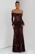 Vestido Libra - Elegancia sofisticada con encaje y drapeado