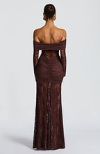 Vestido Libra - Elegancia sofisticada con encaje y drapeado