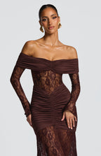 Vestido Libra - Elegancia sofisticada con encaje y drapeado