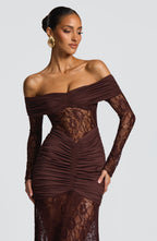 Vestido Libra - Elegancia sofisticada con encaje y drapeado