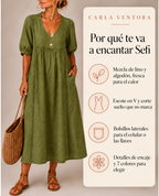 Vestido Sefi verde de Carla Ventora con sus cuatro ventajas principales
