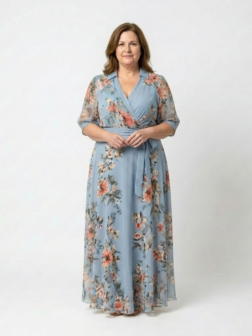 Elowen | Vestido largo con estampado floral y cuello en V