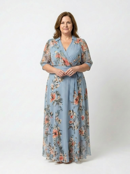 Elowen | Vestido largo con estampado floral y cuello en V